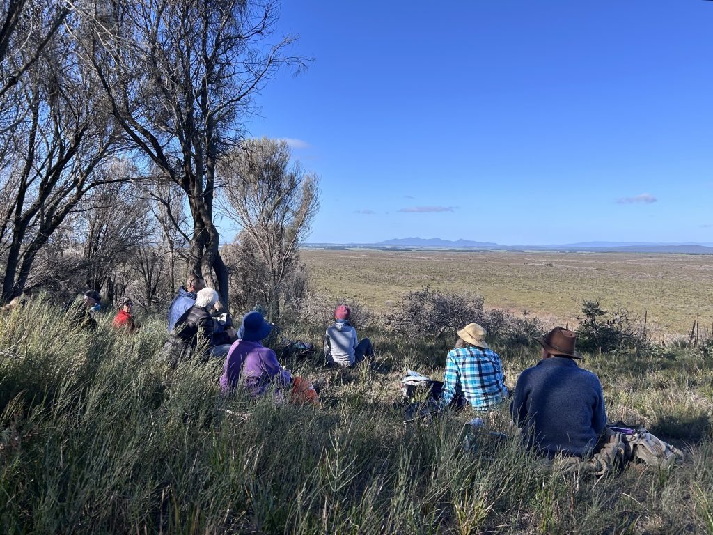 Lunch with Mt Cameron in the distance (PR)
