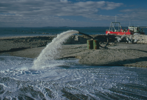 Pumping sand at river's entrance 1980's (JJ)